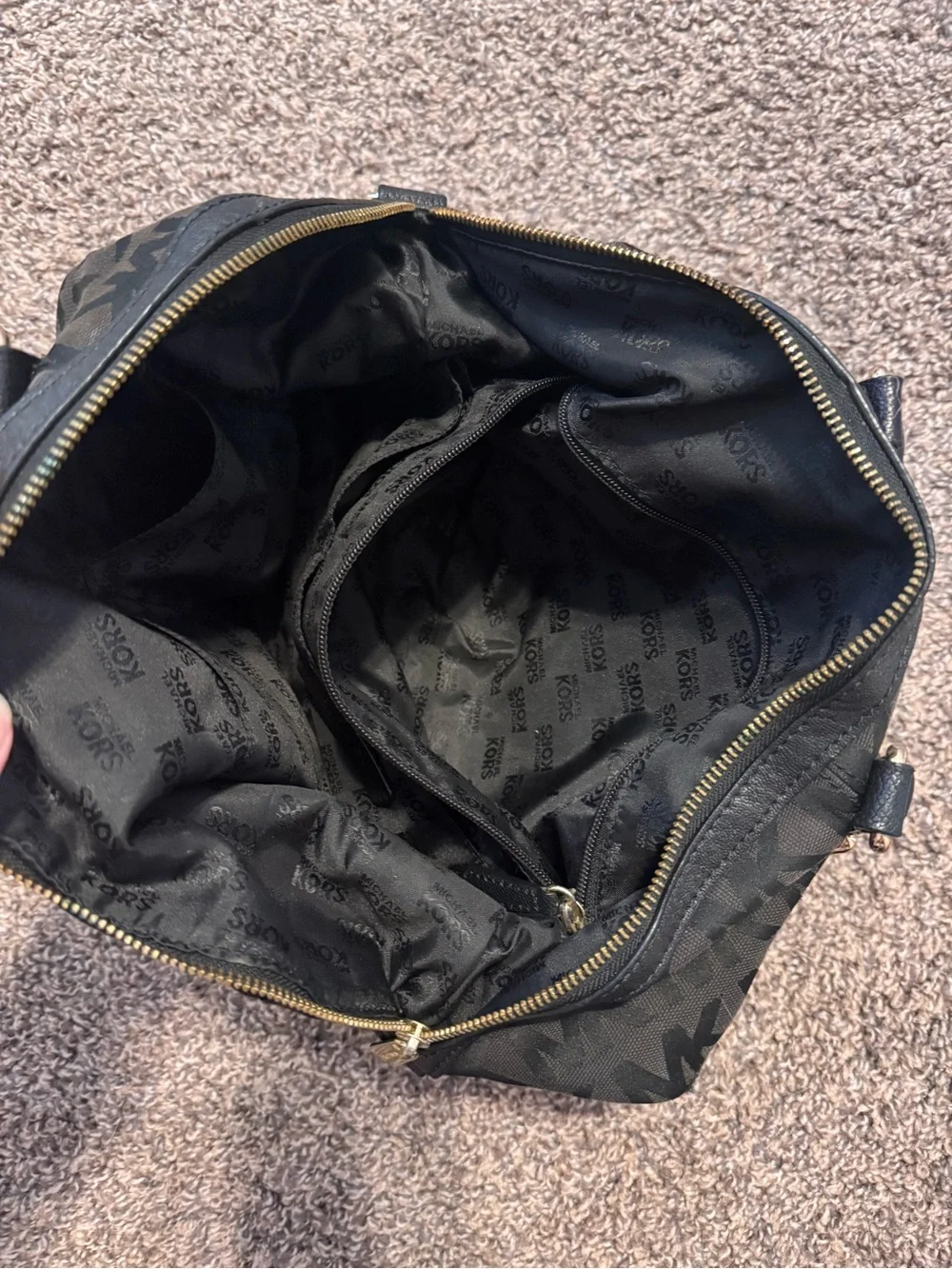 Michael Kors Black Logo Satchel with Gold MK Charm Y2K